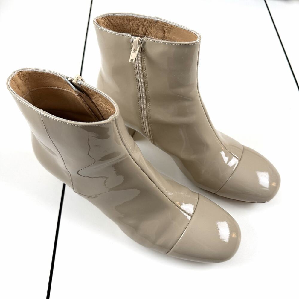 Otto and Ivy Izzy Ankle Boots Taupe Patent Leather Womens 44W US 12 Wide